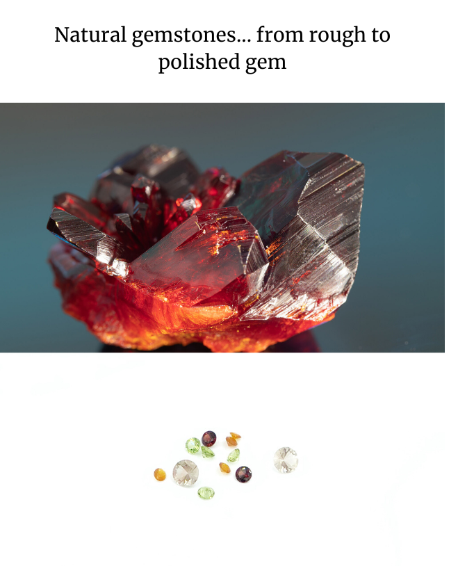 Natural gemstones... from rough to polished gem