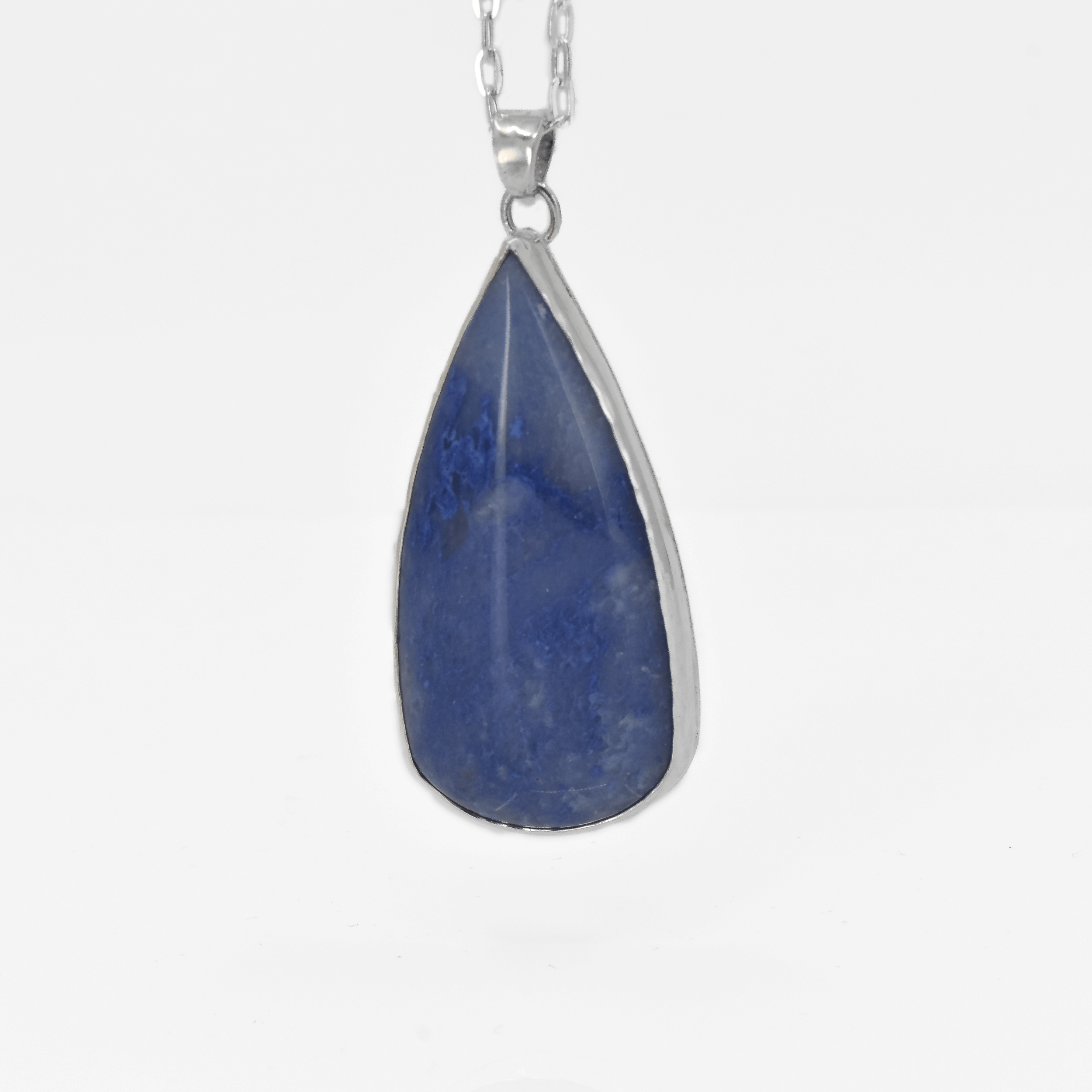 Blue aventurine statement necklace in a teardrop shape