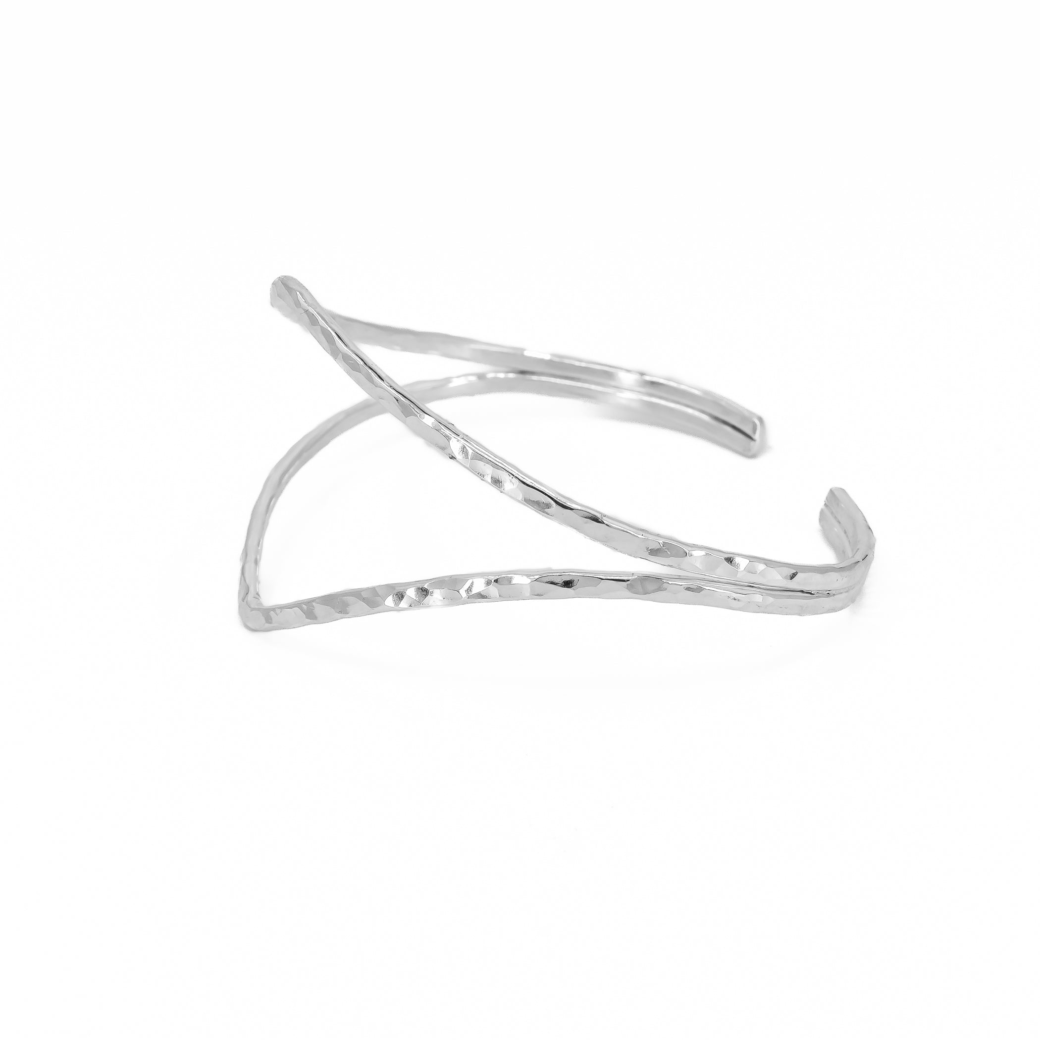 Sterling silver textured chevron cuff bracelet