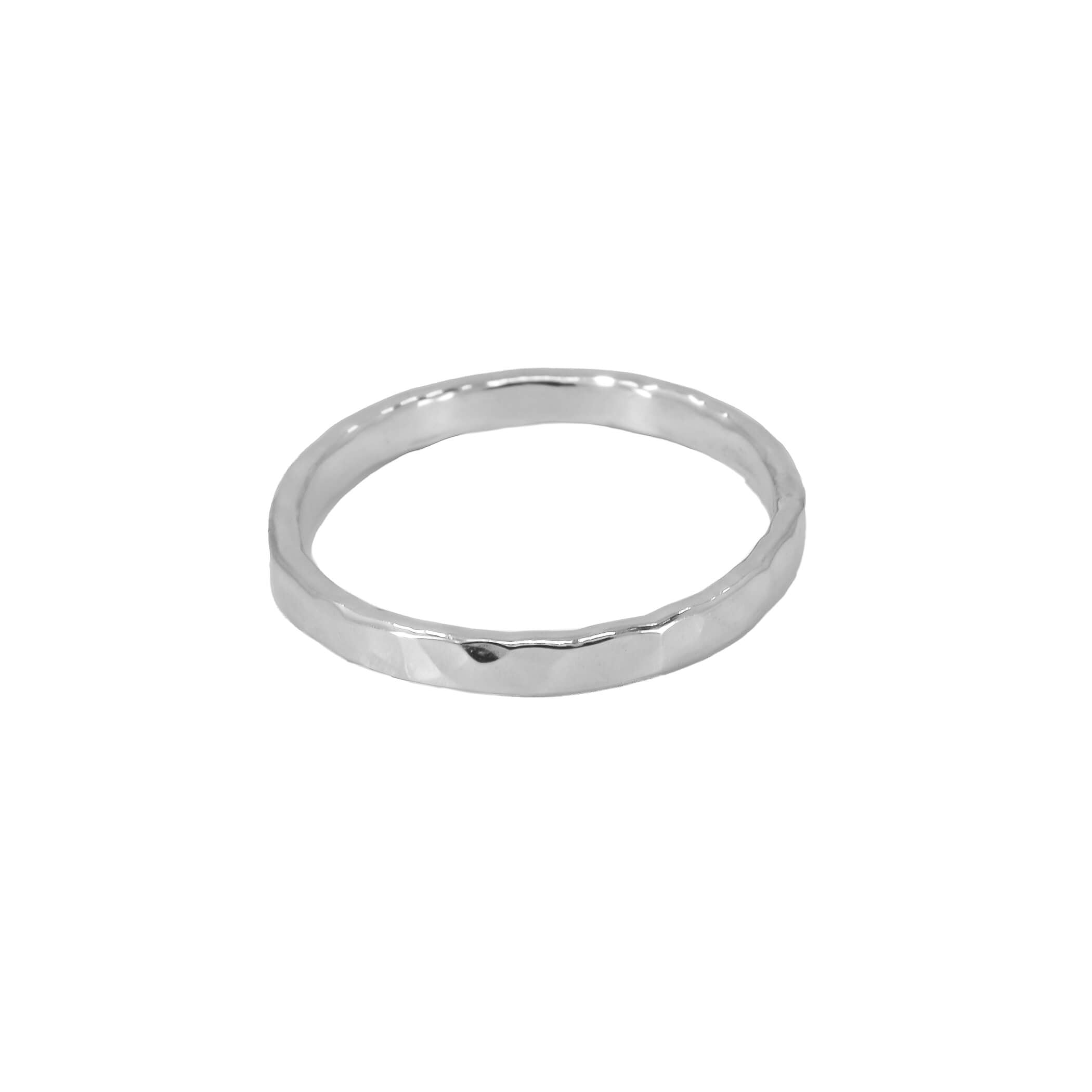 Hammered stacking ring in sterling silver'