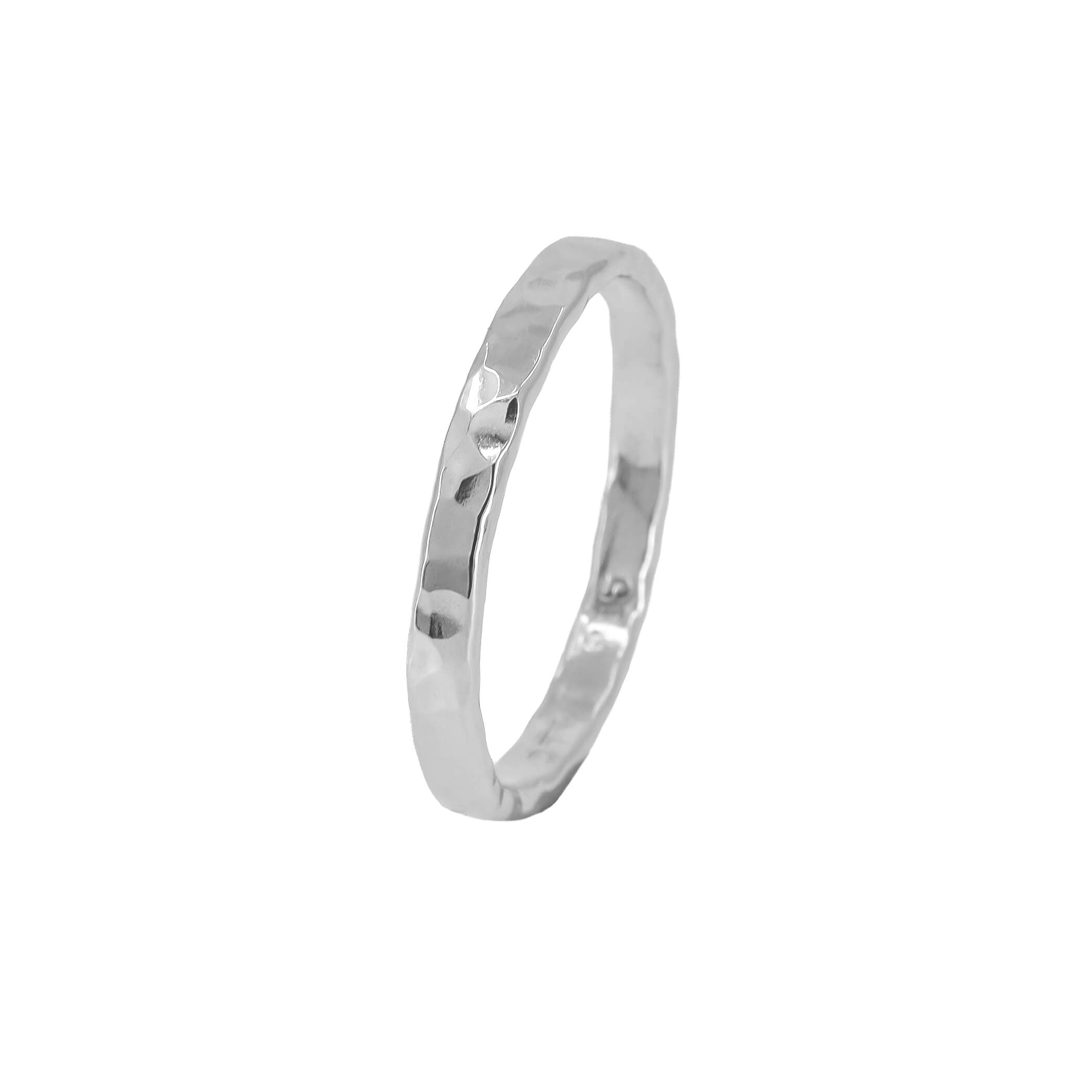 Hammered stacking ring in sterling silver