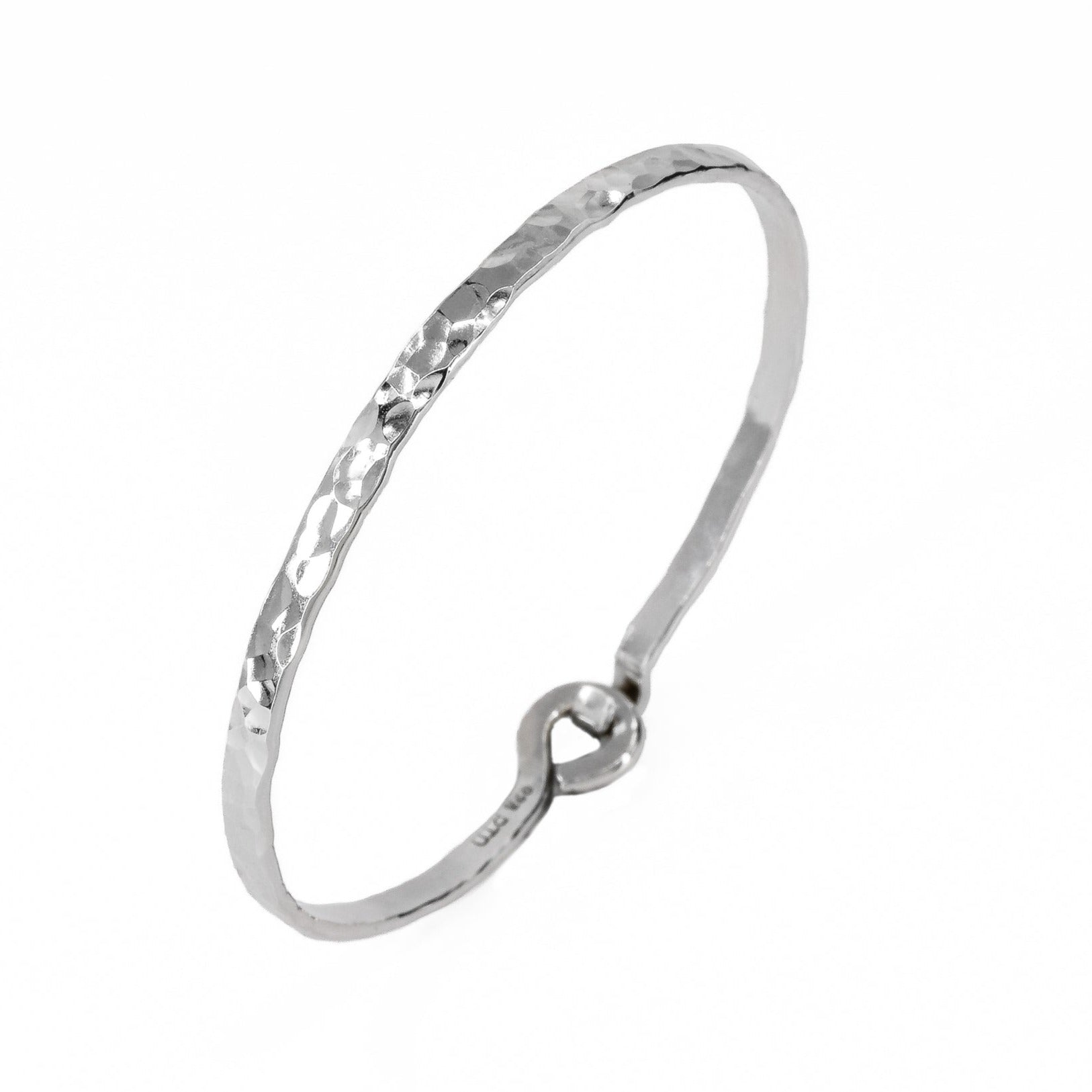 Heavy weight hammered sterling silver bangle bracelet