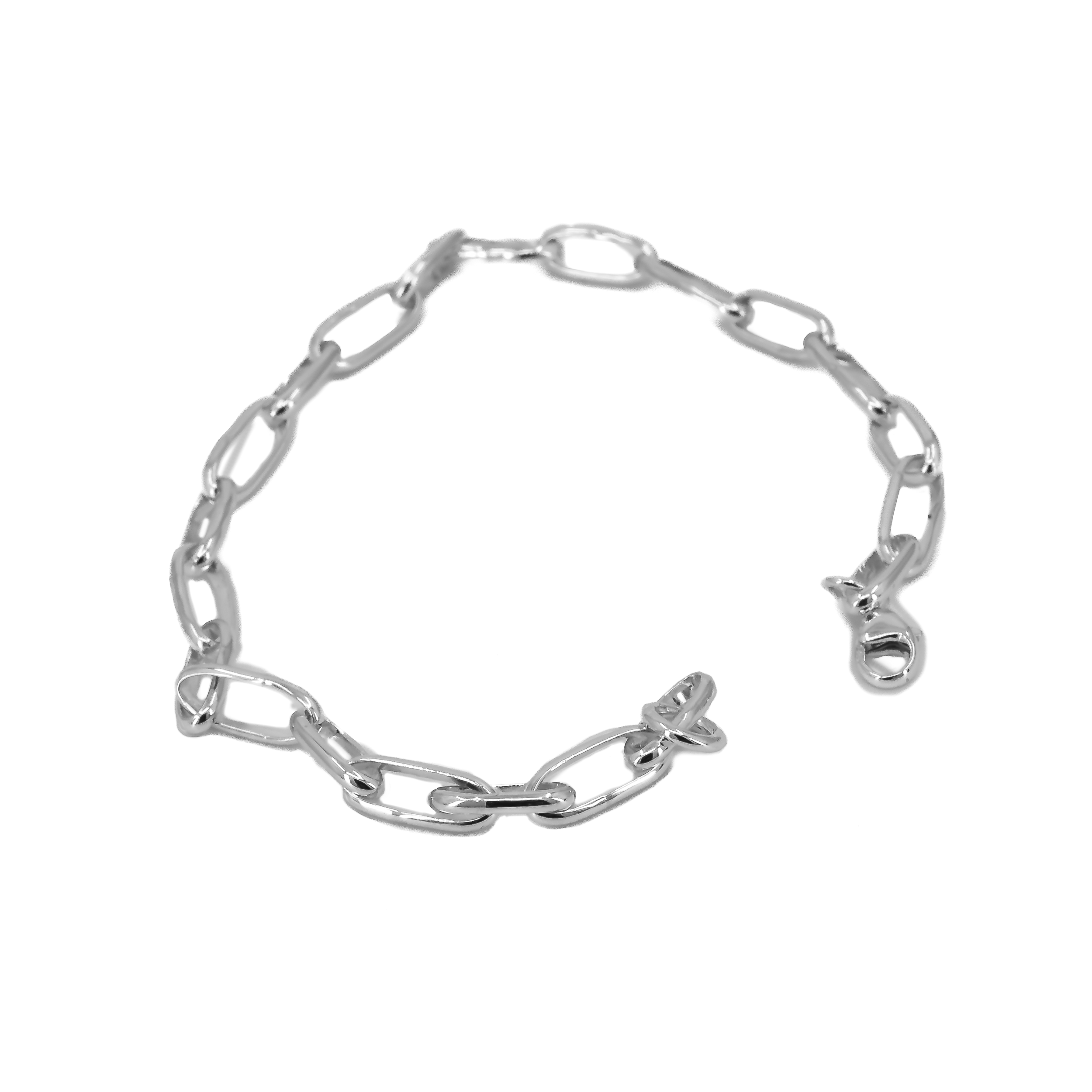 Large paperclip sterling silver chain link bracelet
