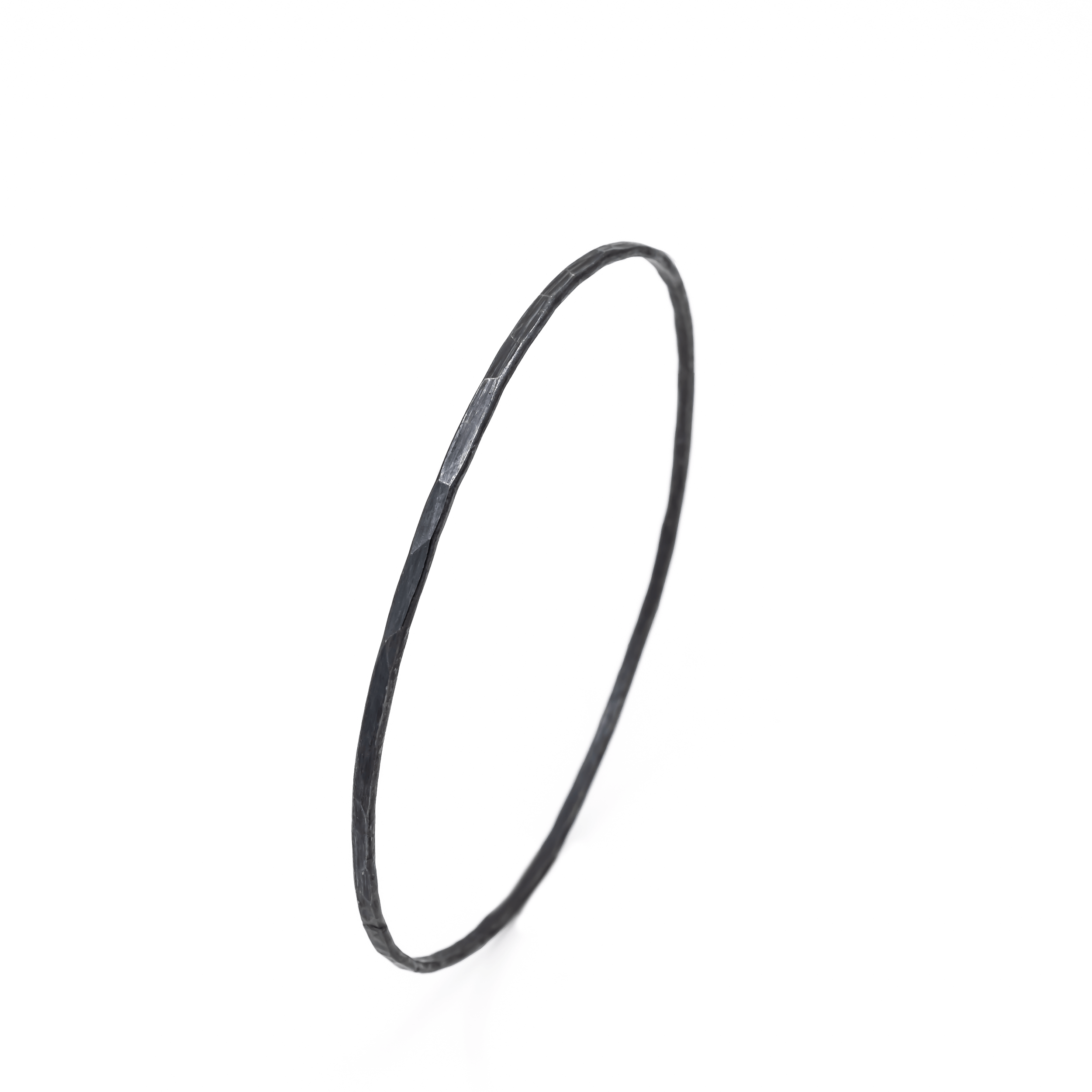 the original closed oxidized sterling silver bangle bracelet side view