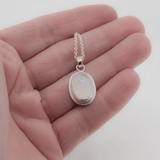 Oval Rainbow Moonstone Pendant Necklace in Sterling Silver