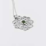 Serpentine Flower sterling silver pendant necklace side view