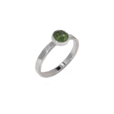 green natural serpentine stacking ring in sterling silver featuring a 6mm rosecut stone