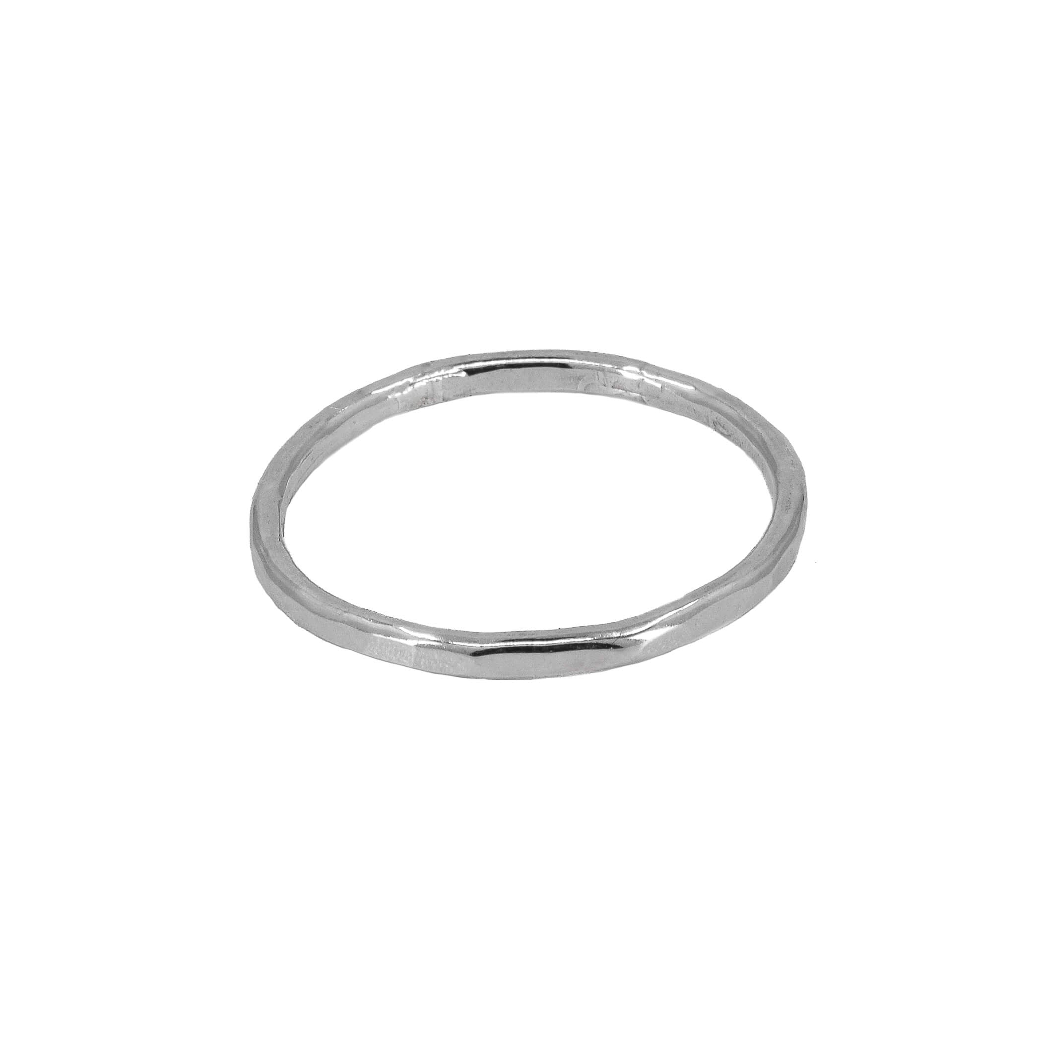 Thin faceted sterling silver stacking ring band
