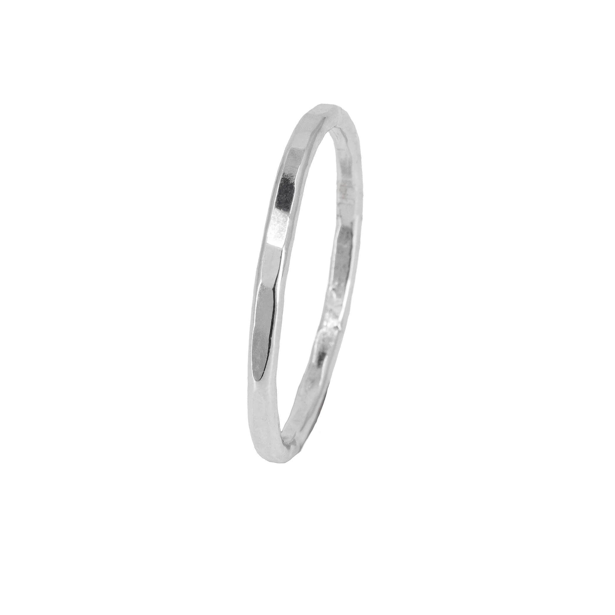 Thin faceted sterling silver stacking ring
