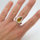 Cocktail Amber Ring in Sterling Silver
