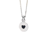 Back of dainty round black druzy pendant necklace in sterling silver