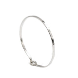 wide sterling silver open bangle bracelet with a hook and eye enclosure system