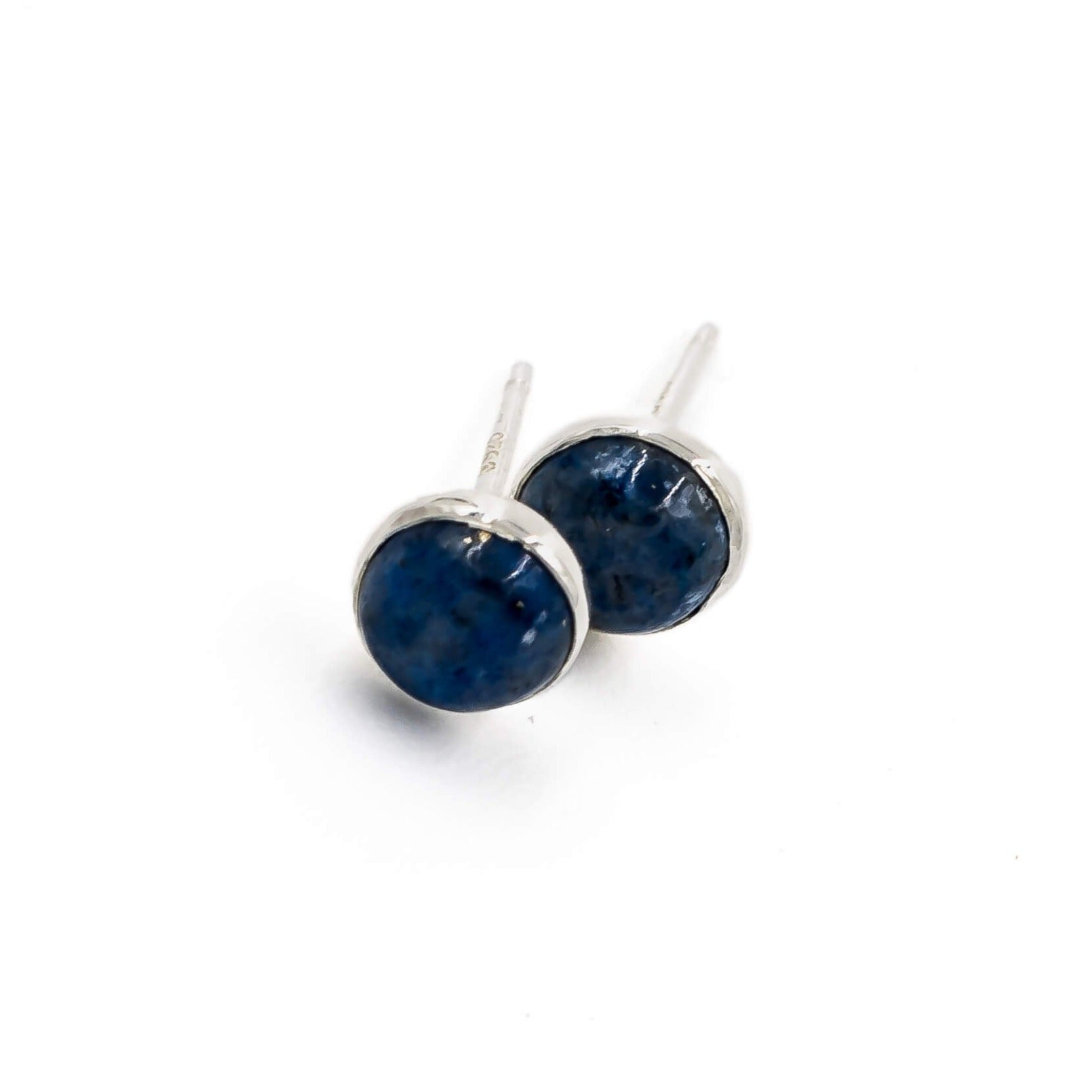 5mm denim lapis lazuli stud earrings in sterling silver