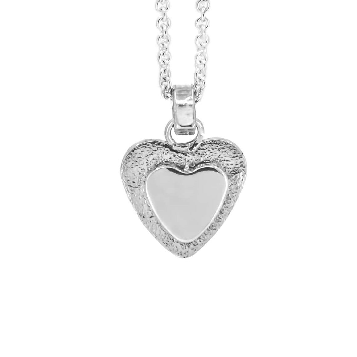 Sterling silver heart pendant with stardust texture