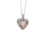 Large cantera opal heart pendant necklace in sterling silver