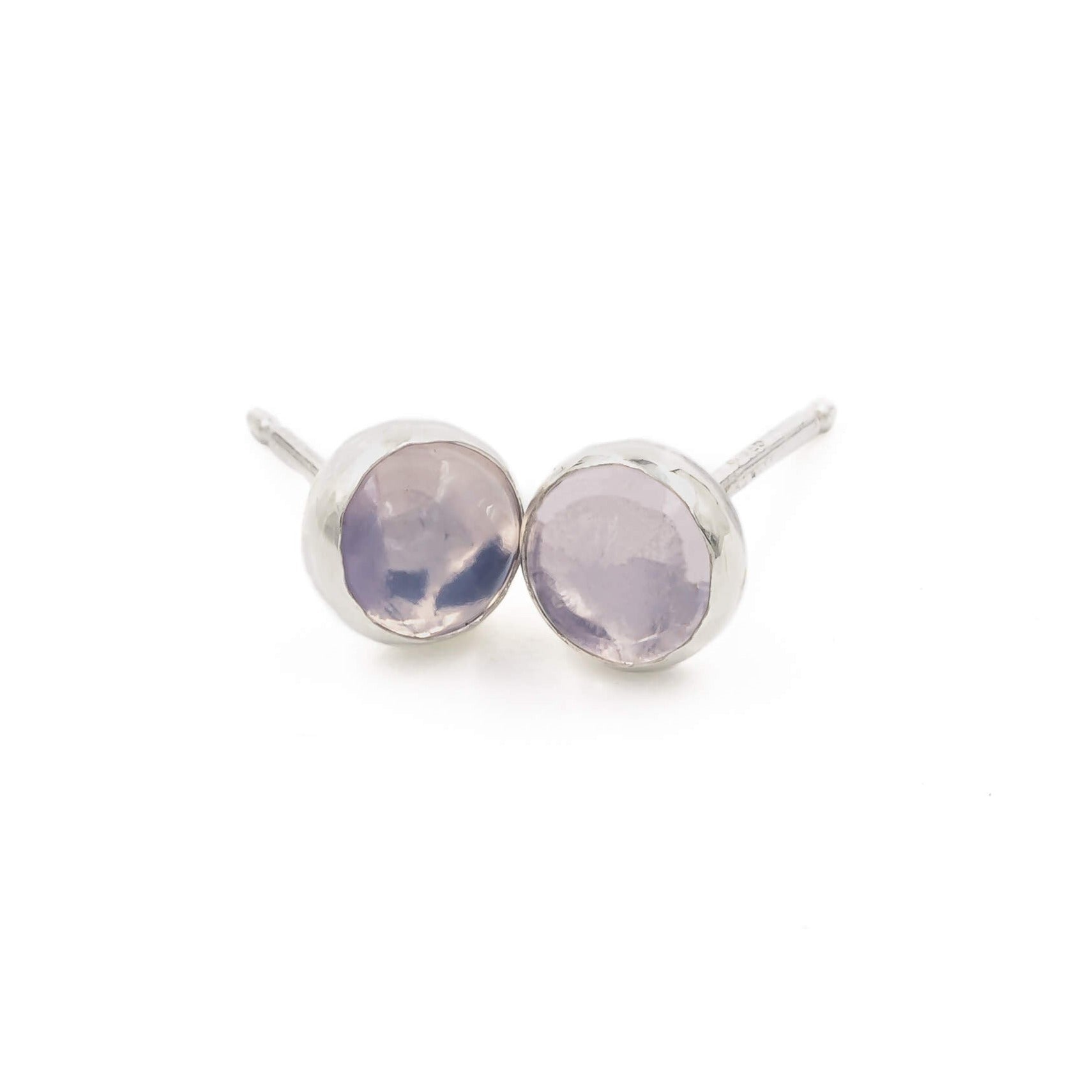 6mm lavender quartz stud earrings in sterling silver