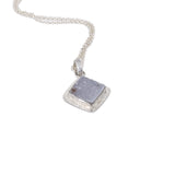 Square lavender druse pendant necklace in sterling silver