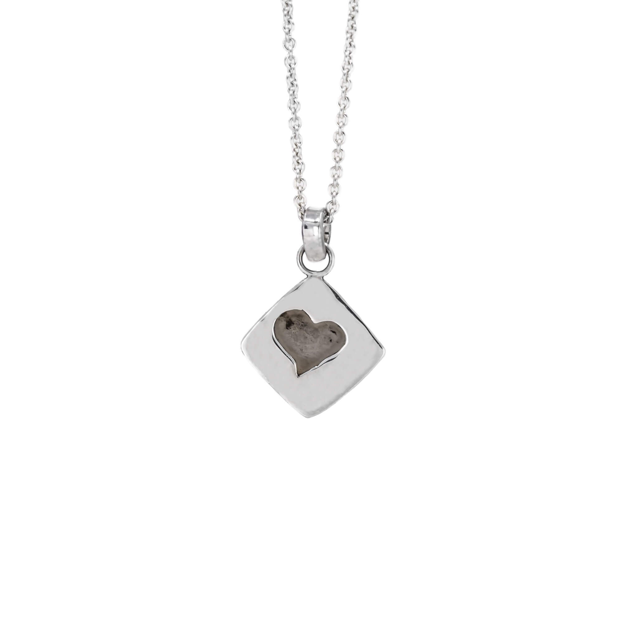 Back of square lilac druzy necklace in sterling silver
