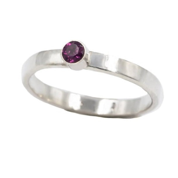 purple garnet ring in sterling silver