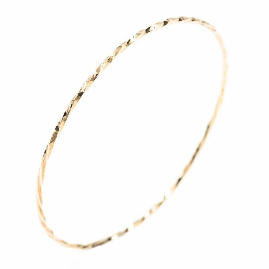 14k Solid Gold Rope Bangle Bracelet