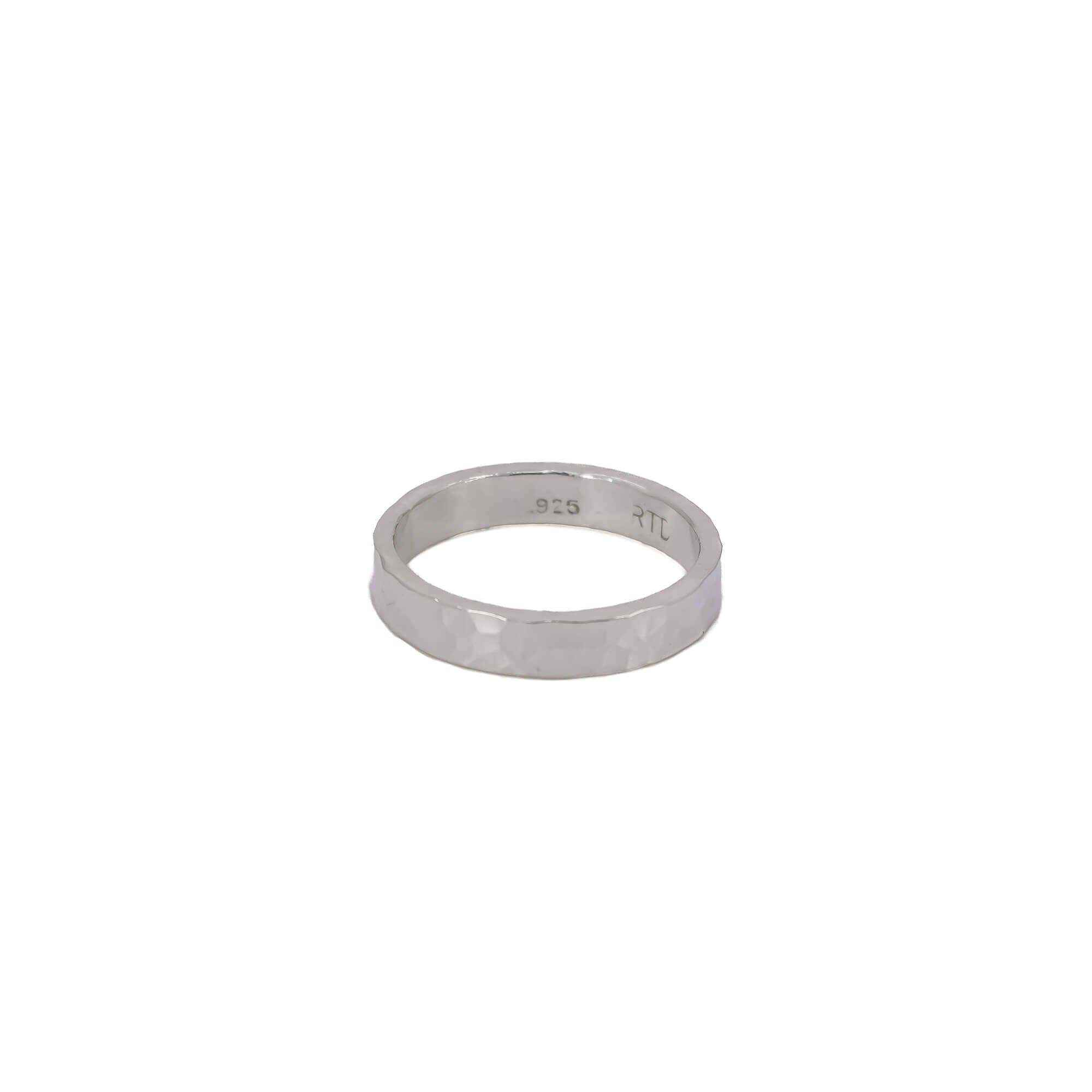 Textured 4mm sterling silver ring band