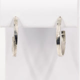 Long Pattern Sterling Silver Hoop Earrings - Small