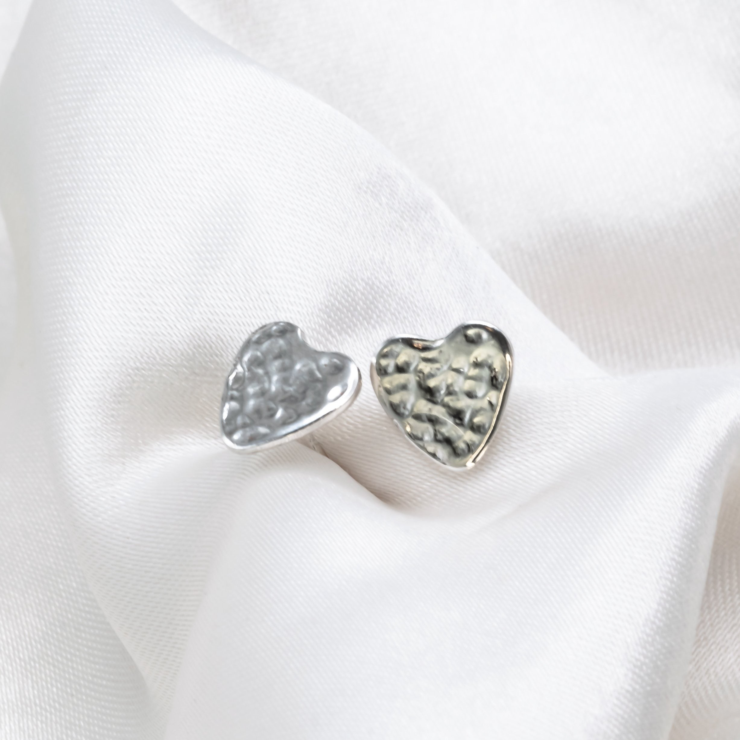 Textured-heart-sterling-silver-post-earrings