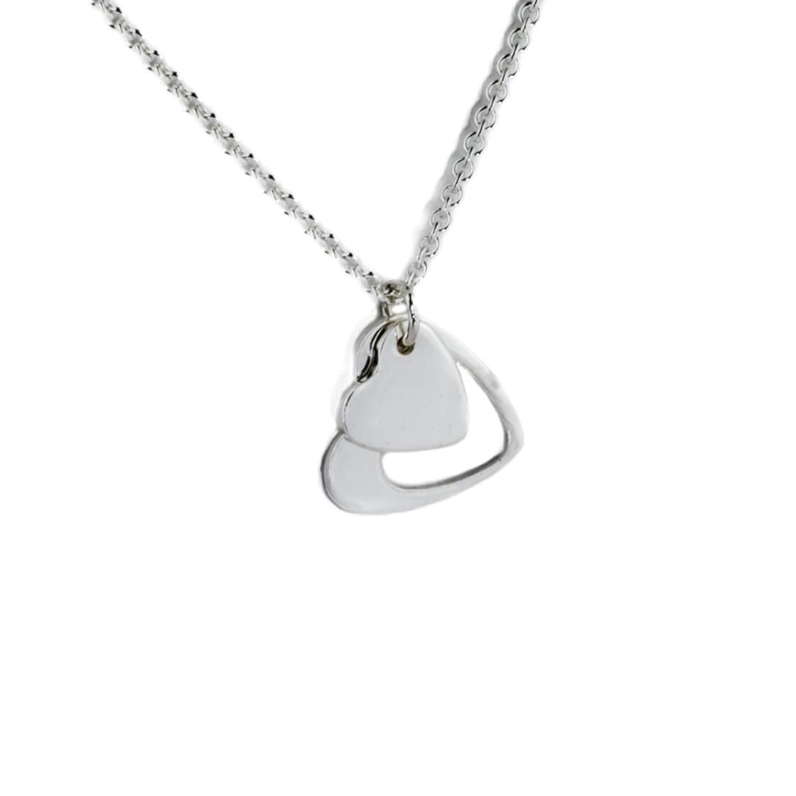 Two hearts pendant necklace sterling silver