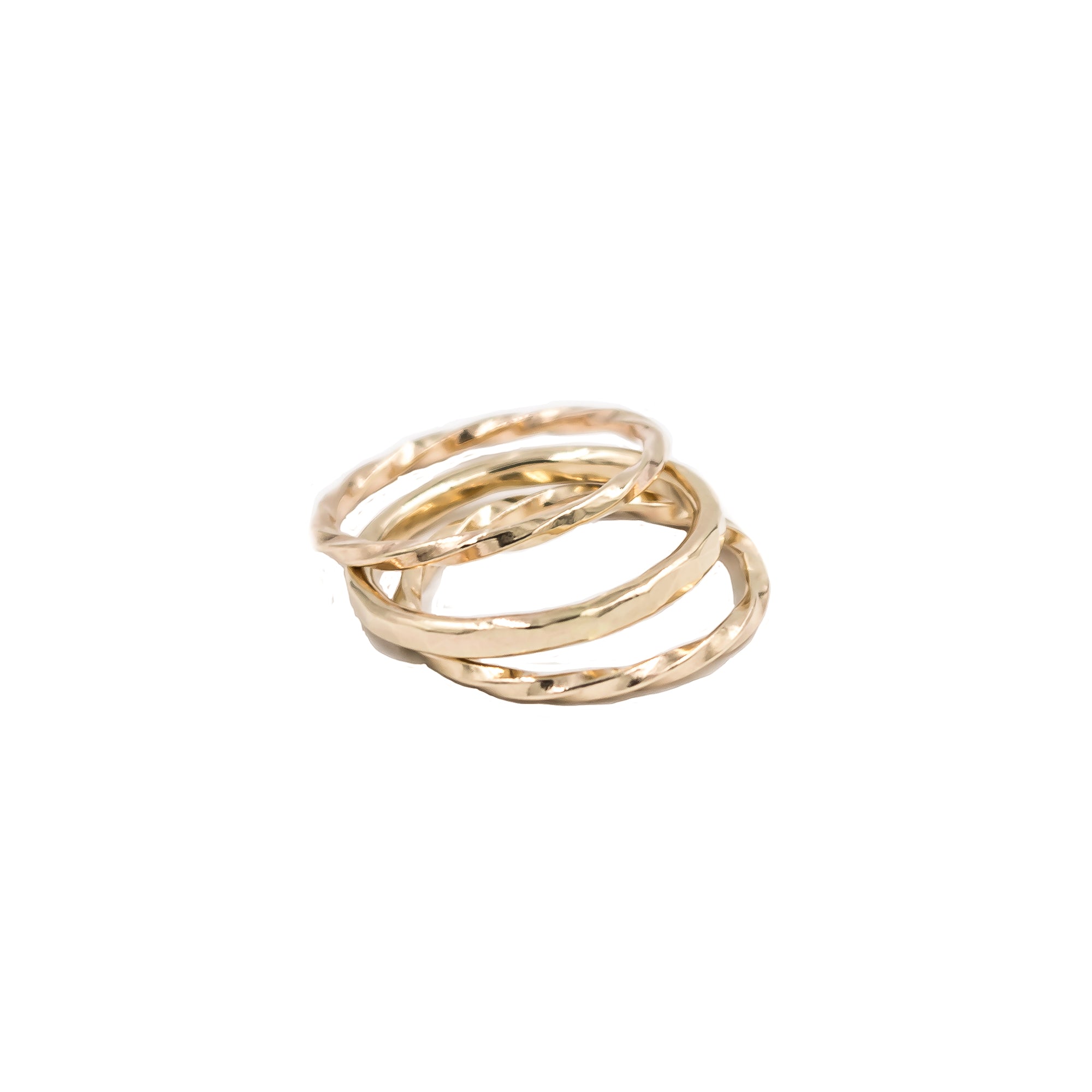 set of 3 solid 14k gold stackable rings