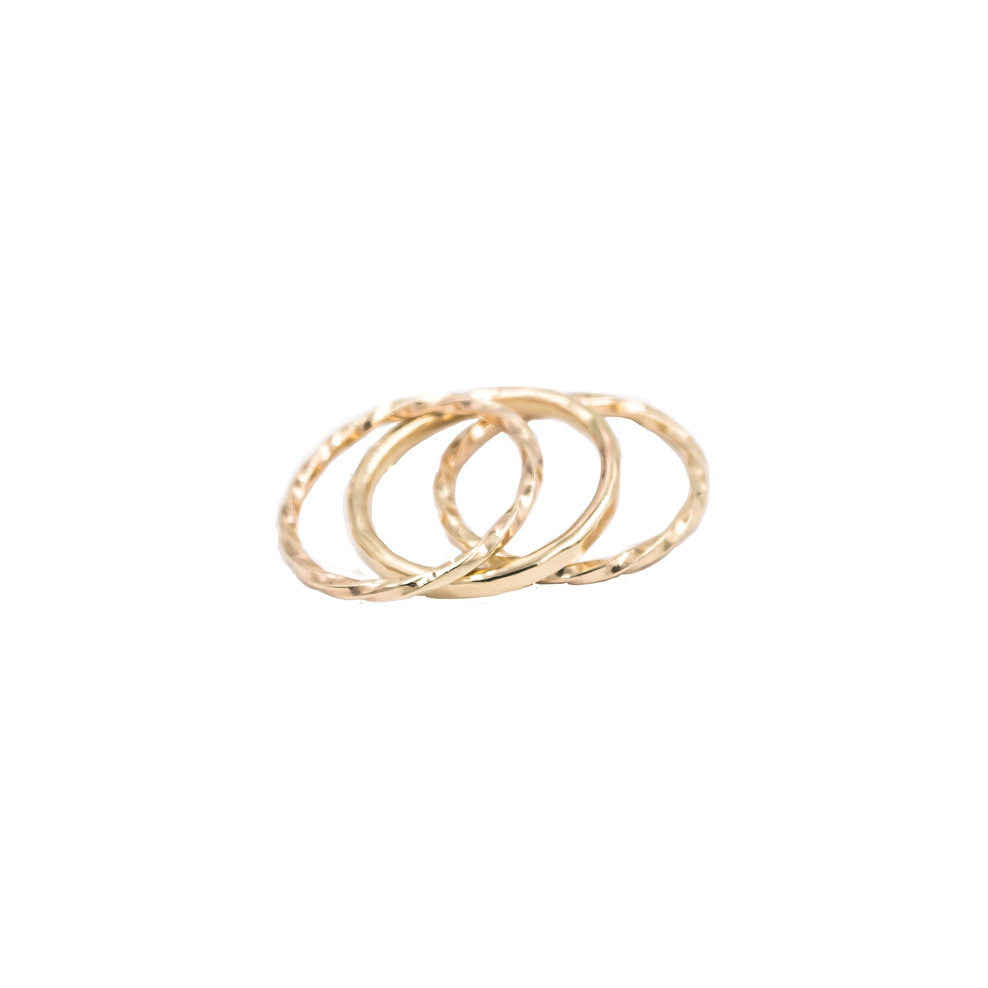 set of 3 solid 14k gold everyday rings