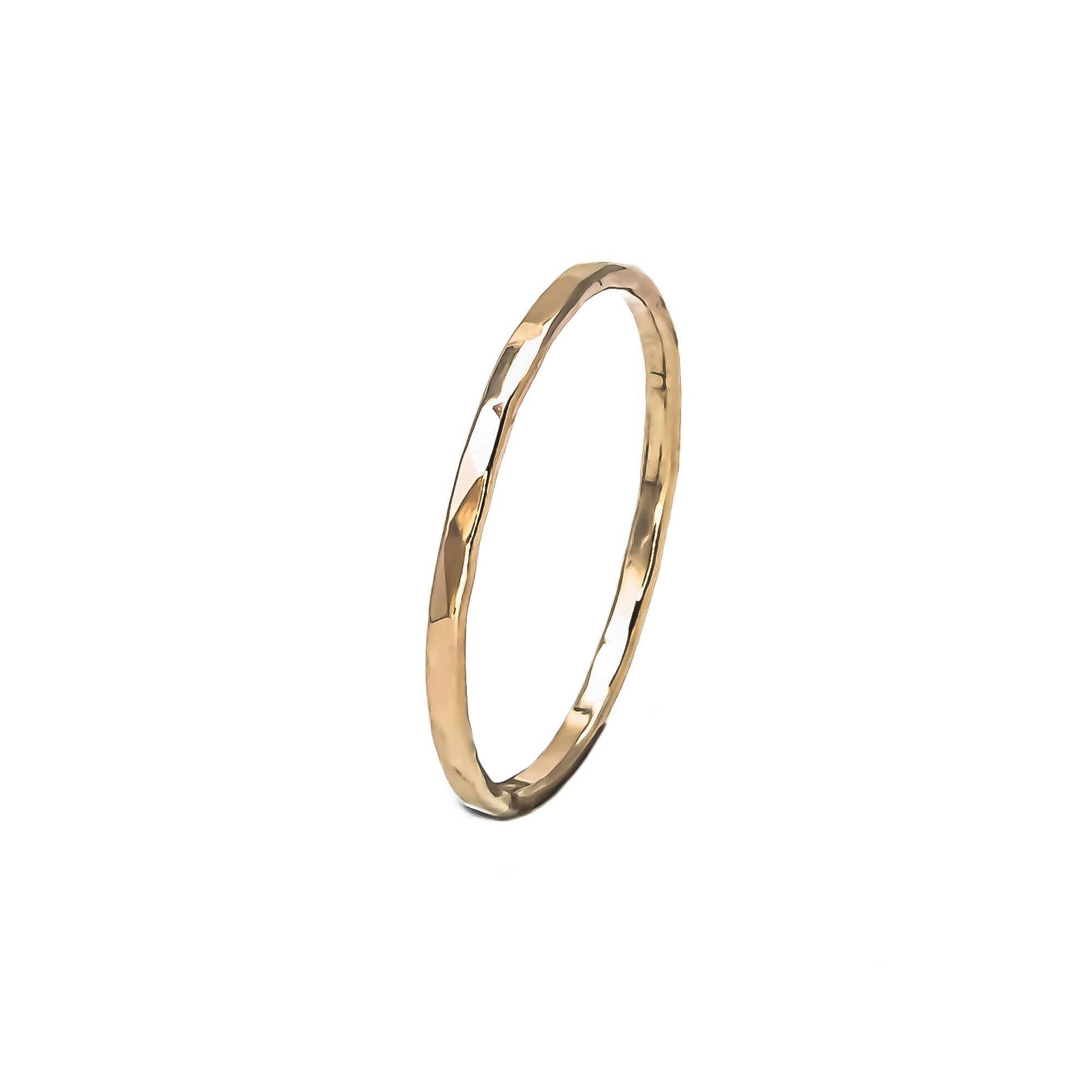 skinny faceted 14K solid gold ring band